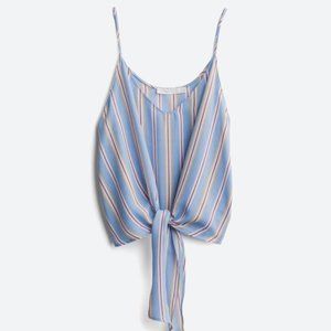 Lovely Light Blue Striped Cropped Cami with Tie-Front by Lush